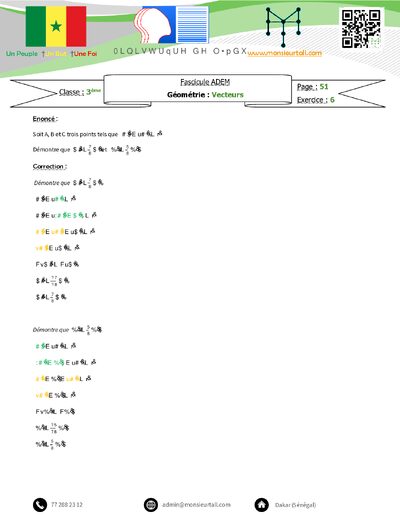 Aperçu – ADEM P51 N6 – Vecteurs - corrigé