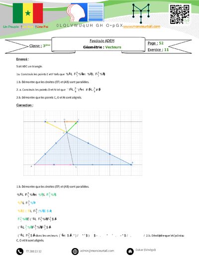 Aperçu – ADEM P52 N11 – Vecteurs - corrigé